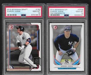 psa 10 aaron judge bowman 2 card rookie lot graded psa gem mint 10 yankees superstar mvp player