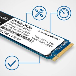 TEAMGROUP MP33 1TB SLC Cache 3D NAND TLC NVMe 1.3 PCIe Gen3x4 M.2 2280 Internal Solid State Drive SSD (Read/Write Speed up to 1,800/1,500 MB/s) Compatible with Laptop & PC Desktop TM8FP6001T0C101