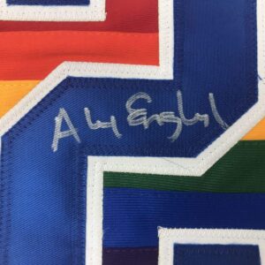 Autographed/Signed Alex English Denver White Basketball Jersey PSA/DNA COA