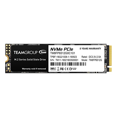 TEAMGROUP MP33 512GB SLC Cache 3D NAND TLC NVMe 1.3 PCIe Gen3x4 M.2 2280 Internal Solid State Drive SSD (Read/Write Speed up to 1,700/1,400 MB/s) Compatible with Laptop & PC Desktop TM8FP6512G0C101