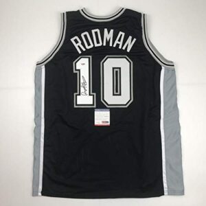 Autographed/Signed Dennis Rodman San Antonio Black Basketball Jersey PSA/DNA COA