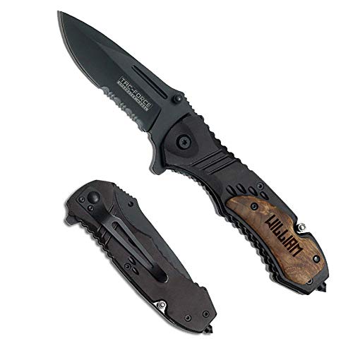 PRINT SUPREMACY Personalized Engraved Pocket Folding Knife with Clip Emergency Seatbelt Cutter Glass Breaker (TAC-606WS - Name)