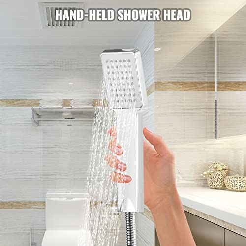 Happybuy 6 in 1 LED Shower Panel Tower System Rainfall and Mist Head Rain Massage Stainless Steel Shower Fixtures with Adjustable Body Jets