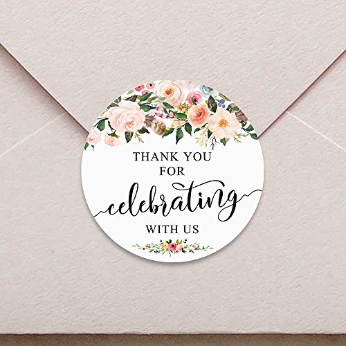 120 x Celebrating Labels, Wedding Collection, Baby Shower Stickers, Floral Party Collection, Engagement Party Decor, Flower Floral Stickers, Wedding Favor Labels, 1.6 inch