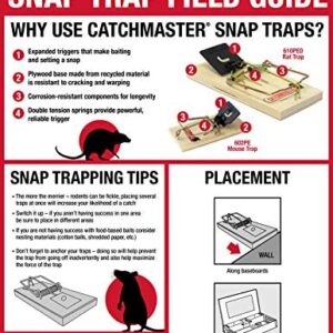 Instant Kill Mouse Snap Traps by Catchmaster - 12 Count, Ready for Use Indoors & Outdoors. Wood Double-Tension Springs Weather-Resistant Corrosion-Resistant Disposable Poison-Free Non-Toxic