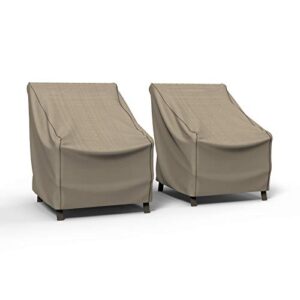 budge p1w02pm1-2pk english garden patio chair cover (2 pack) heavy duty and waterproof, large, tan tweed