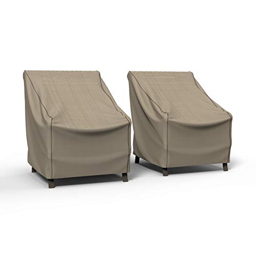 Budge P1W02PM1-2PK English Garden Patio Chair Cover (2 Pack) Heavy Duty and Waterproof, Large, Tan Tweed