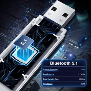 GTRACING Bluetooth USB Adapter Transmitter V5.1 Wireless Dongle for PC, Laptop, PS4, PS5, Switch Connects Bluetooth Speakers, Bluetooth Gaming Chair, GT Lynck1