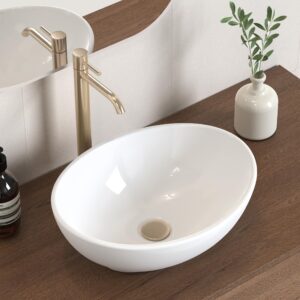 kes bathroom vessel sink, bowl sink white vessel sink oval bathroom sink 16" x 13" countertop modern egg shape above counter bathroom vanity sink bowl, bvs124