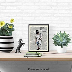 Banksy Skateboard Motivational Upcycled Dictionary Wall Art - Inspirational Graffiti, Urban Street Art Poster Print - Home Decor for Nursery, Kids or Boys Room - Great Gift - 8x10 Photo