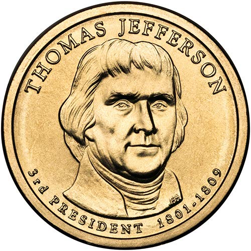 2007 D Position B Satin Finish Thomas Jefferson Presidential Dollar Choice Uncirculated US Mint