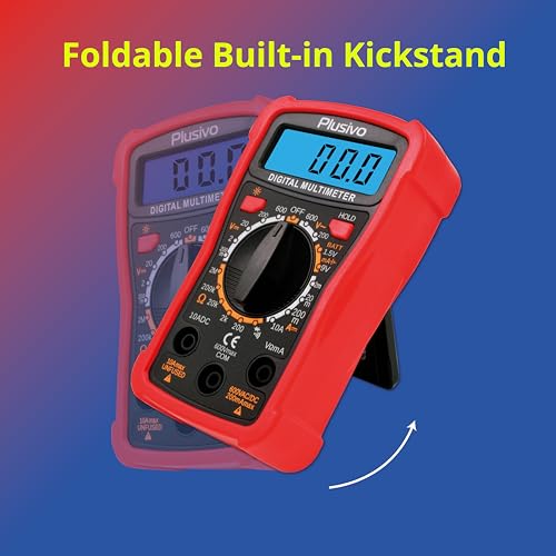 Digital Multimeter 2000 Counts Voltmeter Measures AC DC Voltage, Resistance, Current, Continuity, Diode Multi Tester with Probes, Test Clips, Dupont Wires, Crocodile Clips, Wire Stripper from Plusivo