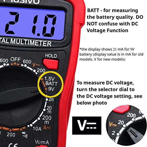 Digital Multimeter 2000 Counts Voltmeter Measures AC DC Voltage, Resistance, Current, Continuity, Diode Multi Tester with Probes, Test Clips, Dupont Wires, Crocodile Clips, Wire Stripper from Plusivo