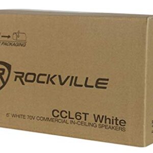 Rockville 70V 6" Commercial Ceiling Speakers 4 Restaurant/Office, White (CCL6T