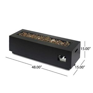 Sandy Outdoor Rectangular Fire Pit with Tank Holder, Brushed Brown