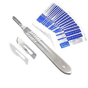 aaprotools 1 stainless steel scalpel knife handle #4 with 20 sterile scalpel blades #21 & #24 (aapro brand)