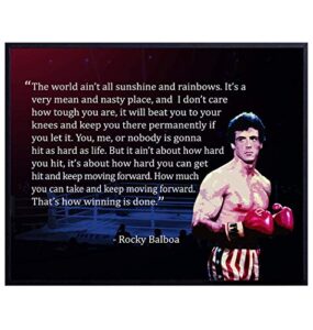 rocky balboa quote – 8x10 inspirational motivational wall art poster for home, apartment, gym, studio or office decor - inspiring room decorations or gift for entrepreneurs, trainers – unframed print
