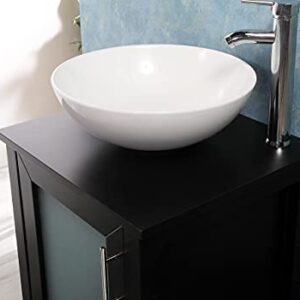 QIERAO 20" Bathroom Vanity with Sink Combo Stand Cabinet and White Ceramic Vessel Sink and Stainless Steel Faucet, Black