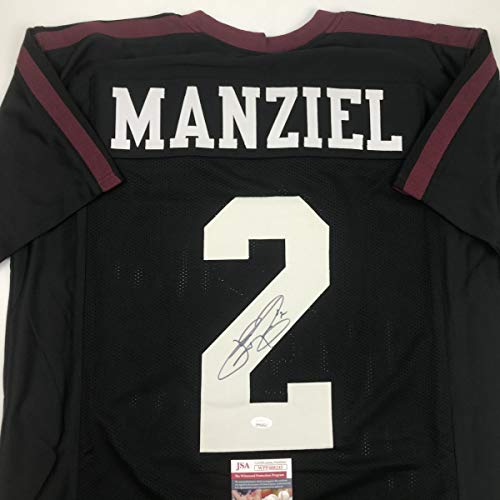 Autographed/Signed Johnny Manziel Texas A&M Black College Football Jersey JSA COA