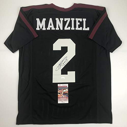 Autographed/Signed Johnny Manziel Texas A&M Black College Football Jersey JSA COA