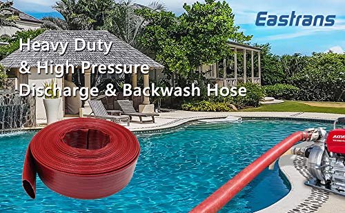 Eastrans 2 IN x 50 FT Pool Backwash Hose, Extra Heavy Duty Discharge Hose,10 Bar Working Pressure, 30 Bar Burst Pressure Thick 1.8mm, High pressure resistance,Ultra Strong Wear Resistance,