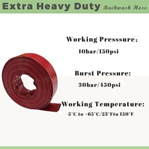 Eastrans 2 IN x 50 FT Pool Backwash Hose, Extra Heavy Duty Discharge Hose,10 Bar Working Pressure, 30 Bar Burst Pressure Thick 1.8mm, High pressure resistance,Ultra Strong Wear Resistance,