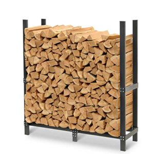 pilgrim home and hearth pro 48" outdoor firewood rack log holder with cover, durable black powder coat