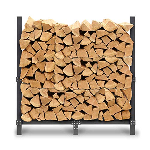 Pilgrim Home and Hearth Pro 48" Outdoor Firewood Rack Log Holder with Cover, Durable Black Powder Coat