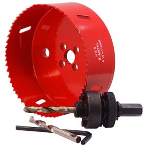 Koopi 4.5" Hole Saw with Heavy Duty Arbor, 38mm Depth Bi-Metal 4 1/2 inch Hole Cutter for Easily Drilling Wood, Plastic, Plywood, Drywall, Thin Metal (114mm)