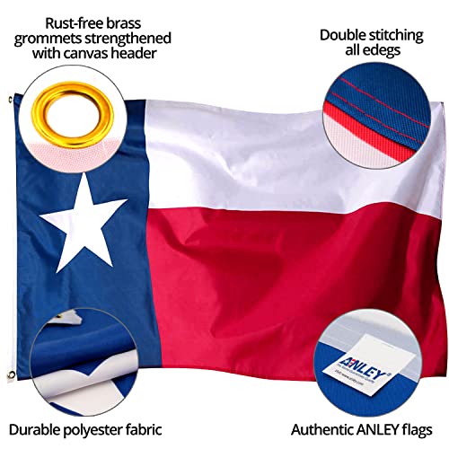 ANLEY Pack of 2 Fly Breeze 3x5 Foot Texas State Flag - Vivid Color and Fade proof - Canvas Header and Double Stitched - Texas State Flags Polyester with Brass Grommets 3 X 5 Ft