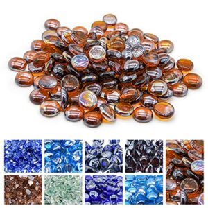gassaf 3/4 inch glass fire rocks drop beads for gas fire pit fireplace, replaces existing gas logs & lava rocks(10 pound)(amber luster)