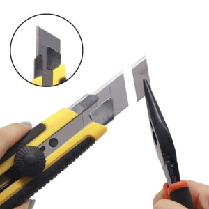 Scimaker 25MM Heavy Duty Utility Knife, Box Cutter with 10pcs SK-5 Retract Blades, Snap-Off Cutters with Rubber Grip for Cardboard, Boxes, DIY Crafts
