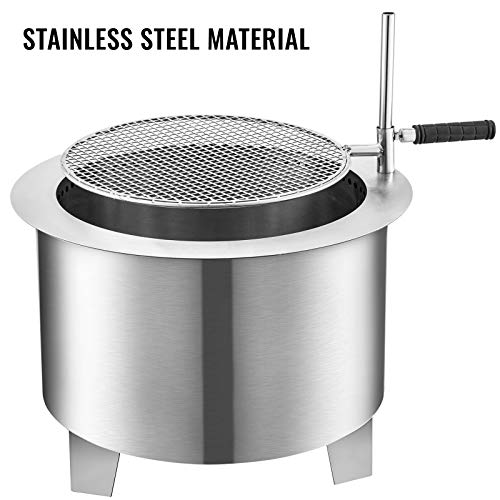 VBENLEM Smokeless Fire Pit, 22 Inch Bonfire Fire Pit Stainless Steel Wood Burning Fire Pit, Patio Fire Pit with Detachable Grill, Outdoor Fire Pit for Backyards and Camping Park