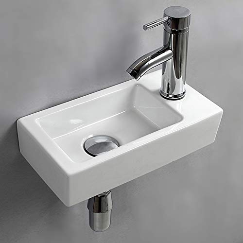 Wall Hung Basin Sink Small Bathroom Sink Rectangle Ceramic Wash Basin Right Hand (Right Hand)