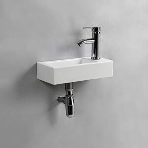 Wall Hung Basin Sink Small Bathroom Sink Rectangle Ceramic Wash Basin Right Hand (Right Hand)