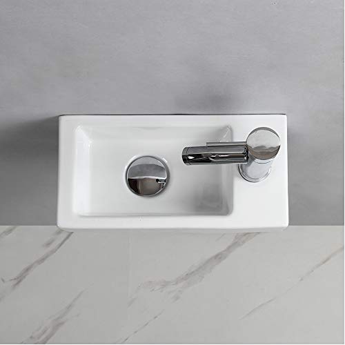 Wall Hung Basin Sink Small Bathroom Sink Rectangle Ceramic Wash Basin Right Hand (Right Hand)