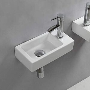 Wall Hung Basin Sink Small Bathroom Sink Rectangle Ceramic Wash Basin Right Hand (Right Hand)