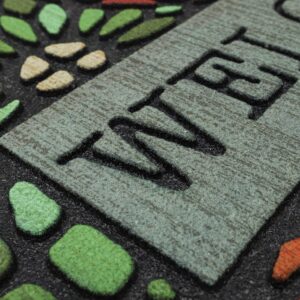 Mohawk Home Entryway Door Mat 1.5' x 2.5' All Weather Doormat Outdoor Non Slip Recycled Rubber, Welcome Stained Glass Floret