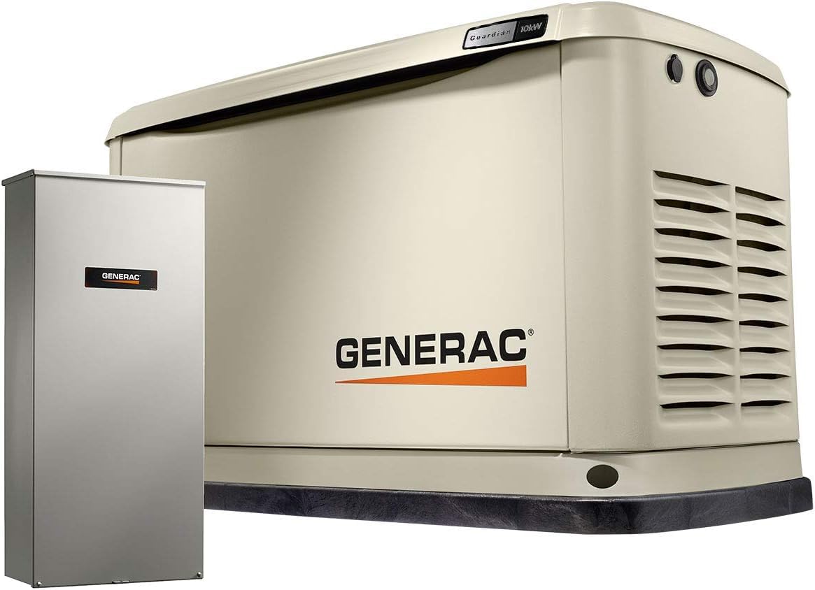 Generac 7172 10kW Air Cooled Guardian Series Home Standby Generator with 100-Amp Transfer Switch - Comprehensive Protection - Smart Controls - Versatile Power - Wi-Fi Connectivity - Real-Time Updates