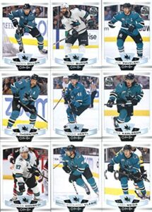 2019-20 o-pee-chee hockey san jose sharks team set (made by upper deck) of 16 cards: brenden dillon(#80), brent burns(#94), joe pavelski(#121), joe thornton(#154), tomas hertl(#156), erik karlsson(#182), joonas donskoi(#189), marc-edouard vlasic(#260), ti