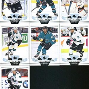 2019-20 O-Pee-Chee Hockey San Jose Sharks Team Set (Made by Upper Deck) of 16 Cards: Brenden Dillon(#80), Brent Burns(#94), Joe Pavelski(#121), Joe Thornton(#154), Tomas Hertl(#156), Erik Karlsson(#182), Joonas Donskoi(#189), Marc-Edouard Vlasic(#260), Ti