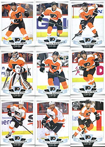 2019-20 O-Pee-Chee Hockey Philadelphia Flyers Team Set (Made by Upper Deck) of 16 Cards: Ryan Hartman(#3), James van Riemsdyk(#8), Travis Konecny(#53), Carter Hart(#64), Travis Sanheim(#96), Nolan Patrick(#195), Ivan Provorov(#273), Sean Couturier(#287),