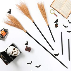 4 Pieces Halloween Witch Brooms Costume Witch Broomstick Plastic Broom Props for Halloween Cosplay Favors