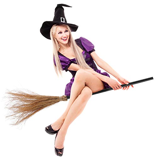 2 Pieces Halloween Witch Broom Plastic Witch Broomstick Broom Props for Halloween Costume Supplies