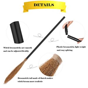 2 Pieces Halloween Witch Broom Plastic Witch Broomstick Broom Props for Halloween Costume Supplies