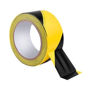 aurgun black & yellow hazard safety warning stripe tape, 2inch x 108ft high visibility barricade adhesive tape for floor, walls, pipes and equipment marking