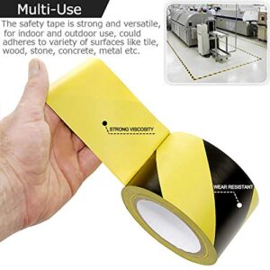 AurGun Black & Yellow Hazard Safety Warning Stripe Tape, 2inch x 108Ft High Visibility Barricade Adhesive Tape for Floor, Walls, Pipes and Equipment Marking