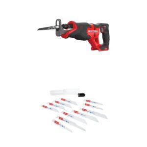 craftsman v20 reciprocating saw, cordless, tool only with reciprocating saw blades, 11-piece (cmcs300b & 2058838)