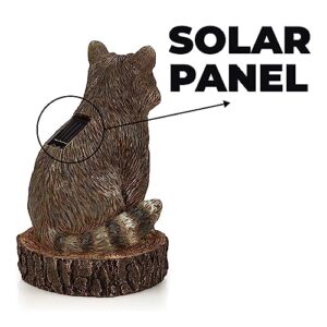 VP Home Mom and Baby Rustic Raccoons Solar Powered LED Outdoor Decor Garden Light, Racoon Statue Solar Powered Garden Light, Christmas Gifts for Outside Patio Lawn Ornament