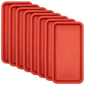 juvale 8 pack plastic plant drip trays for planters, pots, rectangular saucer pans for indoors, outdoors (terracotta red, 6.5x12 in)